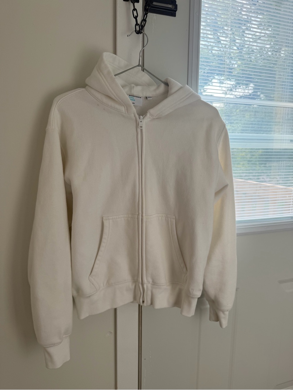 Aritzia Cream Zip-Up Hooded Sweater